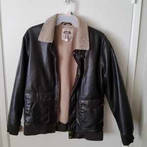 Faux fur and leather jacket